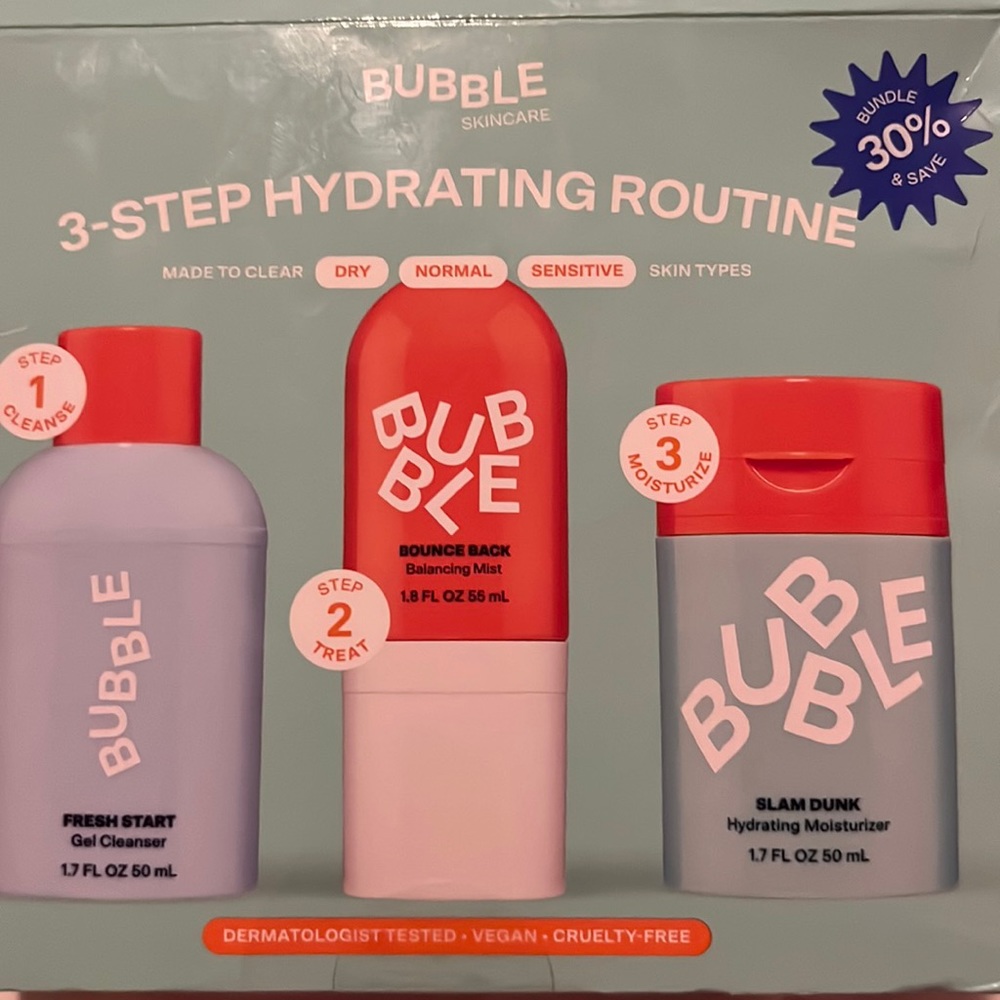 Bubble 3–step hydrating routine